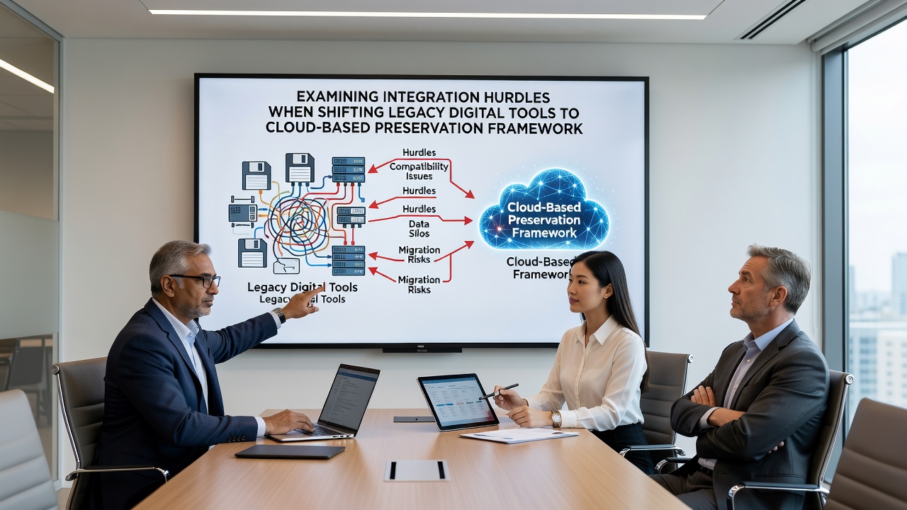 Cloud infrastructure diagrams illustrating data flow challenges in preservation migrations